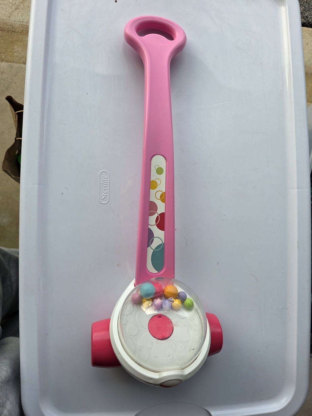 Fisher Price Pink Kids Push Rattle Walker Toy - Colorful Bead Activity